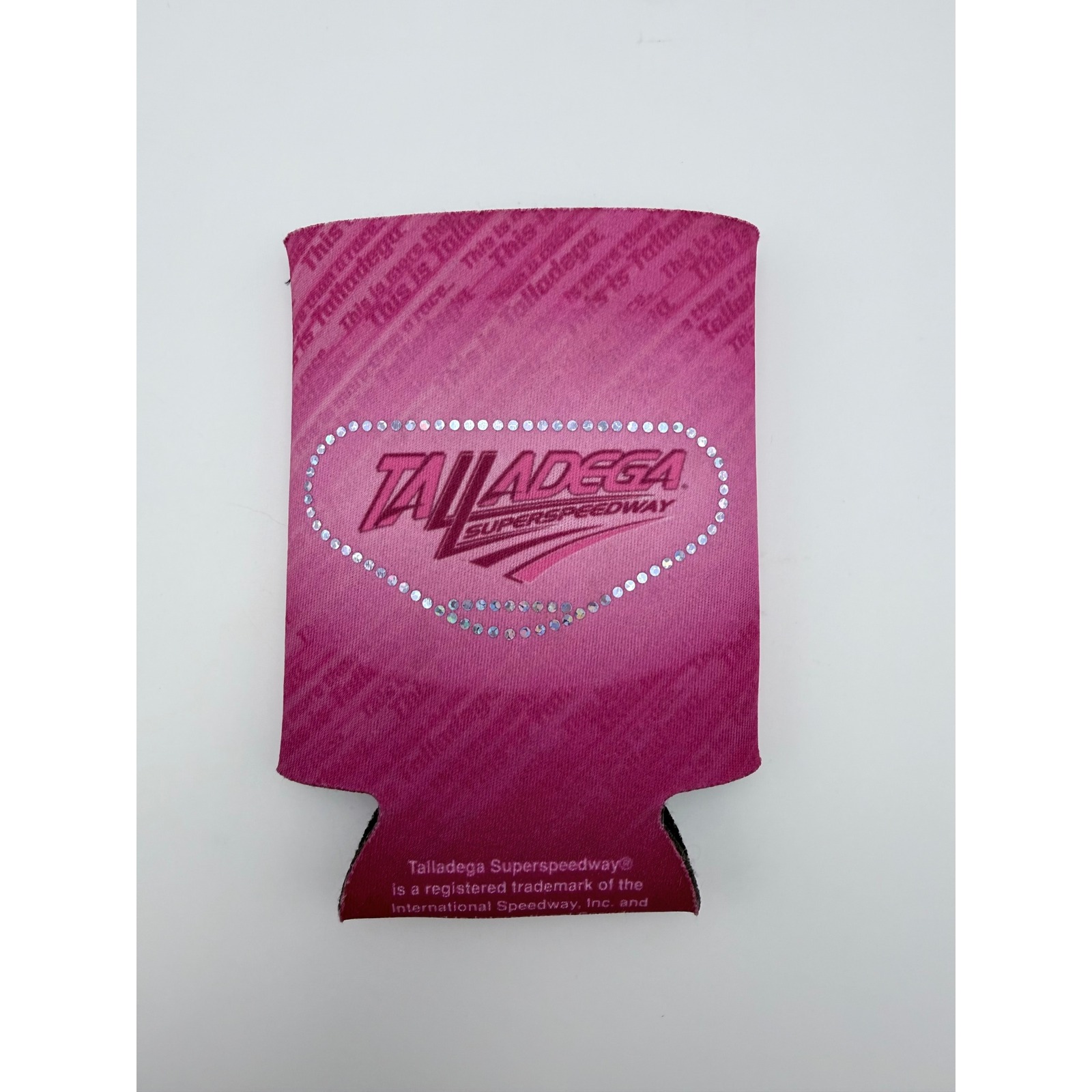Talladega Superspeedway Nascar Pink Rhinestone Can Koozie Sleeve Fan Gear